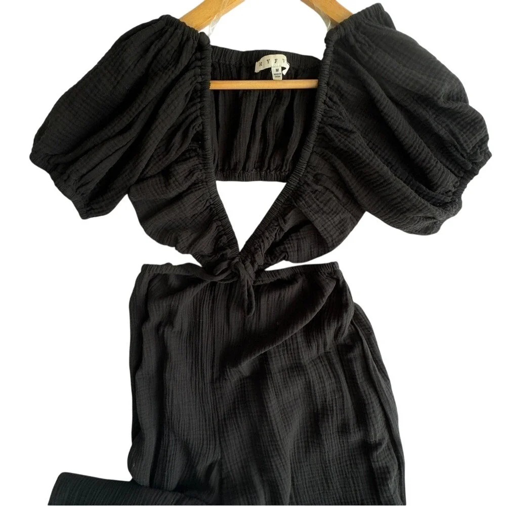 HYFVE Black Women's Cotton Jumpsuit Size Medium - Picture 3 of 7